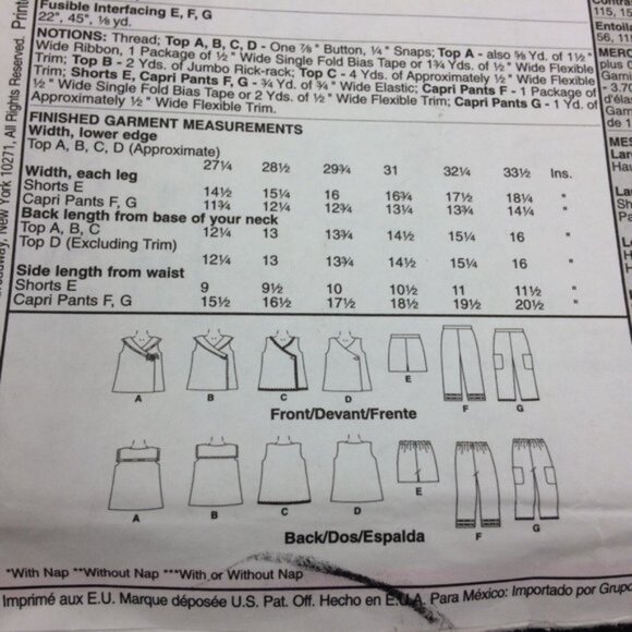 McCalls 5031 Pattern Toddler Child Tops Shorts Capri Pants Sz 1 2 3 Summer Uncut - Picture 7 of 11